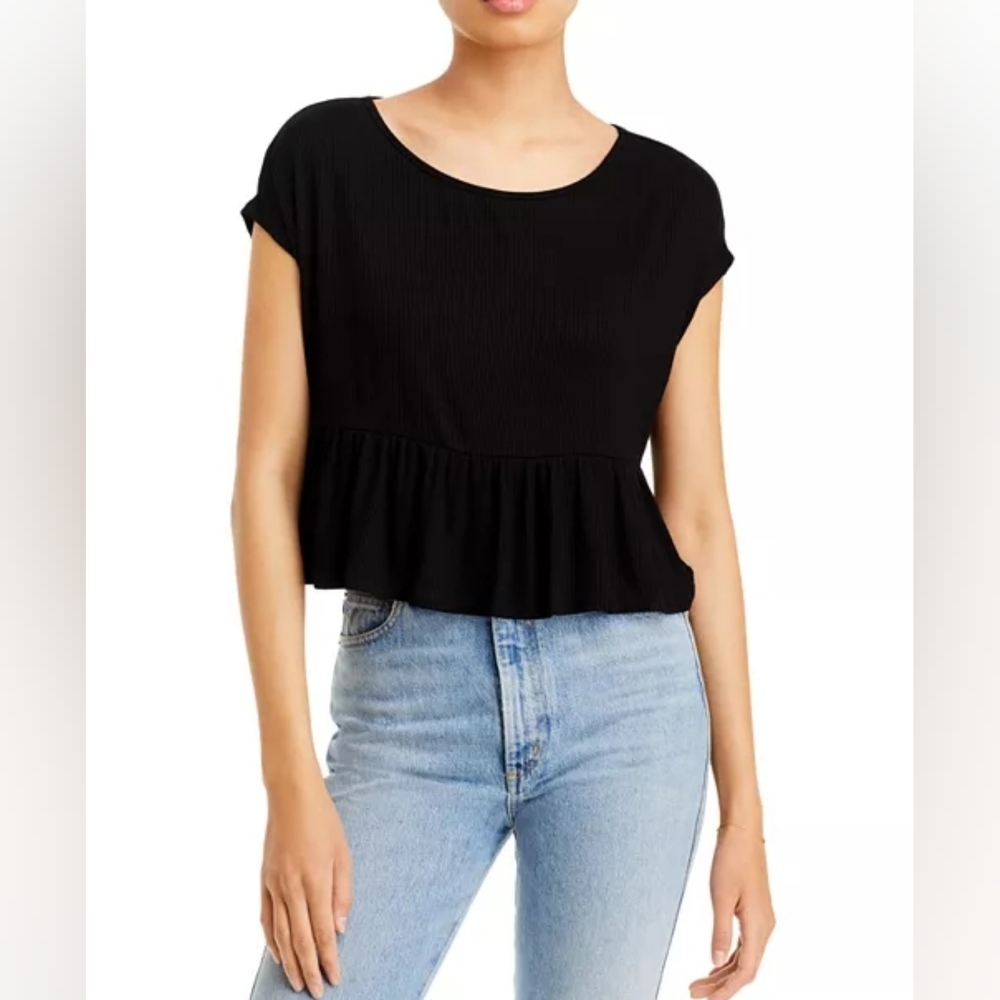 Aqua Cropped Flounce Tank Top Size XS NEW